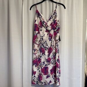 Express Pink and Purple Floral Midi Dress